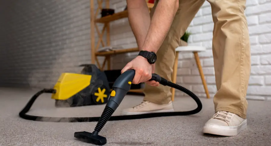 Man doing professional home cleaning service